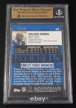 (#13/50) BGS 9.5 Gem Mint Rc Julius Jones Rookie 2004 Finest Gold Refractors #63