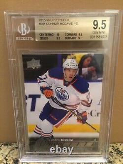 15/16 Upper Deck Connor McDavid Young Guns RC #201 BGS 9.5 GEM MINT with a 10