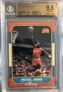 1986-87 Fleer Basketball #57 Michael Jordan Bulls RC Rookie HOF BGS 9.5 GEM MINT