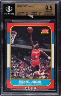 1986 Fleer Basketball Michael Jordan Rookie #57 Bgs 9.5 Gem Mint 10 Centering