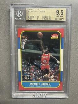 1986 Fleer Basketball Michael Jordan Rookie Card RC #57 BGS 9.5 Graded Gem Mint