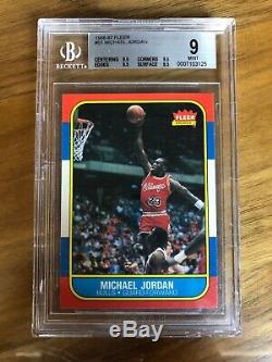 1986 Fleer Michael Jordan BGS 9 (9.5x3) MINT. 5 away GEM MINT