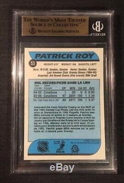 1986 O-Pee-Chee OPC PATRICK ROY ROOKIE RC 53 BGS 9.5 PACK PULLED GEM MINT