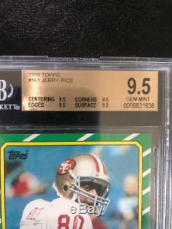 1986 Topps Jerry Rice ROOKIE CARD #161 BGS 9.5 GEM MINT QUAD 9.5'S