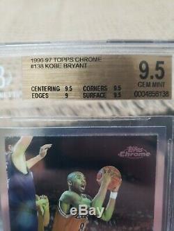 1996-97 Topps Chrome #138 Kobe Bryant RC Rookie BGS 9.5! Gem Mint! Centered