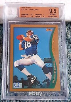 1998 TOPPS #360 PEYTON MANNING RC ROOKIE HOF BGS 9.5 GEM MINT with (2) 10's