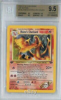 2000 Pokemon Gym Challenge 1st Edition Blaine's Charizard Holo Bgs 9.5 Gem Mint