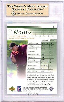 2001 Upper Deck Golf TIGER WOODS RC ROOKIE BGS 9.5 GEM MINT #1