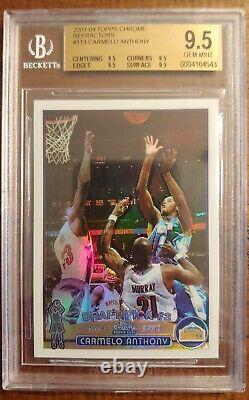 2003 Topps Chrome Refractor Carmelo Anthony Rookie Rc Gem Mint Bgs 9.5