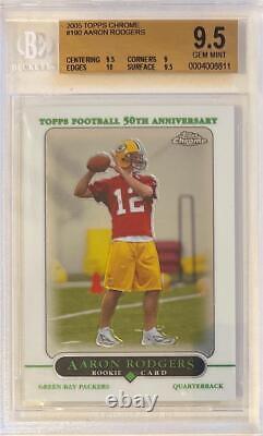 2005 Aaron Rodgers Topps Chrome RC. BGS 9.5 Gem Mint with10 sub