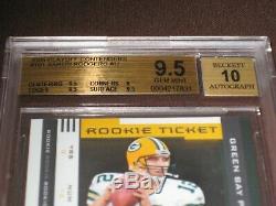 2005 Playoff Contenders #101 Aaron Rodgers Rookie Bgs Grade 9.5 Gem Mint 10 Auto