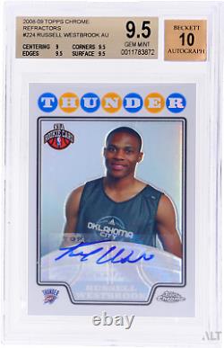 2008 Topps Chrome Auto Refractor /145 #224 Russell Westbrook BGS 9.5 Gem Mint RC