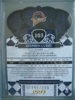 2009-10 Crown Royale #103 Stephen Curry Rookie Rc /399 BGS 9.5 Gem Mint Auto 10