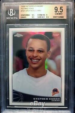 2009-10 Stephen Curry Topps Chrome Refractor Rookie BGS 9.5 GEM MINT 361/500 HOT
