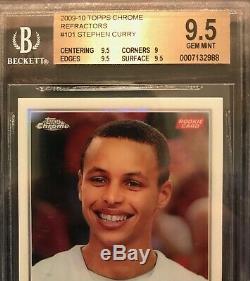 2009-10 Stephen Curry Topps Chrome Refractor Rookie BGS 9.5 GEM MINT 361/500 HOT