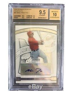 2009 Mike Trout Bowman Sterling Prospects AUTO RC. BGS 9.5 Gem Mint With 10 Sub