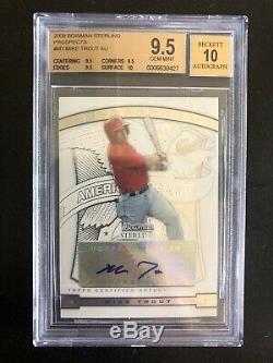 2009 Mike Trout Bowman Sterling Prospects AUTO RC. BGS 9.5 Gem Mint With 10 Sub