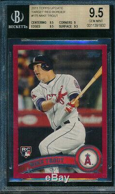 2011 Topps Update Target Red Border RC Mike Trout BGS 9.5 GEM MINT 0011391832