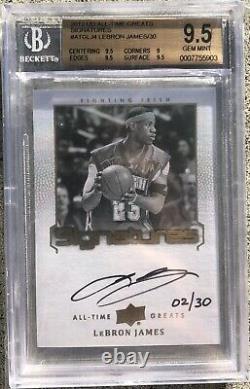2013 Upper Deck All-Time Greats Signatures Auto Lebron James 02/30 BGS 9.5 #