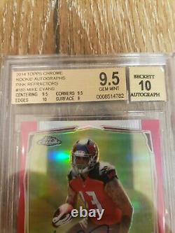 2014 MIKE EVANS Topps Chrome Pink Refractor AUTO #/75 BGS 9.5 Gem Mint With10