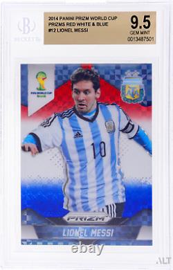 2014 Prizm World Cup Red White Blue Power Plaid 12 Lionel Messi BGS 9.5 Gem Mint