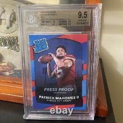 2017 Donruss Patrick Mahomes Rated Rookie RC SP Red Press Proof BGS 9.5 Gem Mint