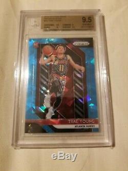 2018-19 PANINI PRIZM 78 TRAE YOUNG RC BLUE CRACKED ICE SP/99 Bgs 9.5 GEM MINT