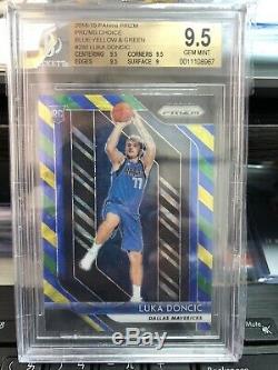 2018-19 Prizm Choice Luka Doncic Green Yellow Blue Rookie Bgs 9.5 Gem Mint Rc