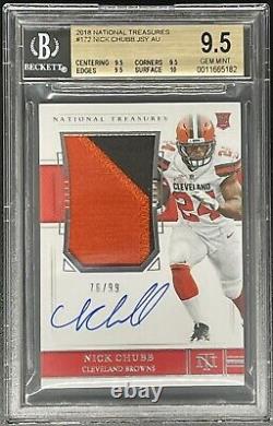 2018 National Treasures RPA Rookie Patch Auto /99 Nick Chubb BGS 9.5 Gem Mint +