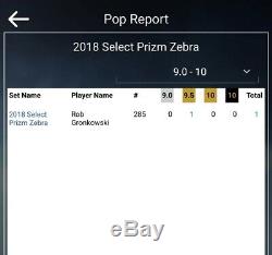 2018 Rob Gronkowski Select Zebra Prizm Refractor Bgs 9.5 Gem Mint Pop 1 Gronk