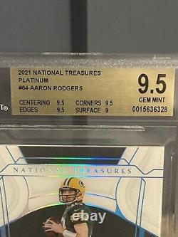 2021 National Treasures Aaron Rodgers PLATINUM 1/1 BGS 9.5 GEM MINT #64 -Packers