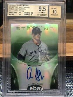 BGS 10/9.5 Gem Mint Bowman Sterling Green Refractor Aaron Judge RC AUTO 45/125