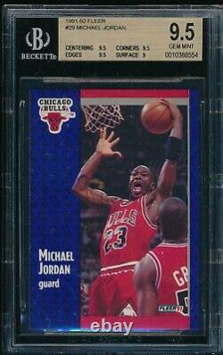 BGS 9.5 MICHAEL JORDAN 1991-92 91-92 Fleer #29 Chicago Bulls RARE GOAT GEM MINT