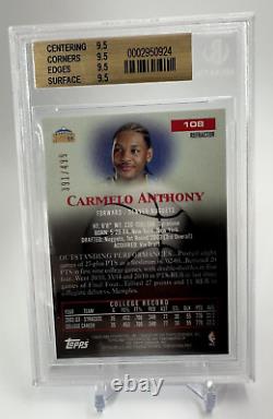 Bgs 9.5 Gem Mint Refractor 2003 Topps Pristine #108 Carmelo Anthony Rc /499