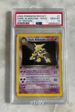 Dark Alakazam Holo Pokemon Card 1st Edition Team Rocket 1/82 BGS PSA 10 GEM MINT
