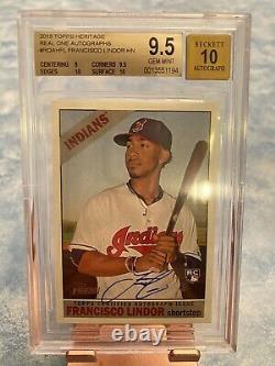 Francisco Lindor 2015 Topps Heritage RC Auto BGS 9.5/10 GEM MINT Rookie Card