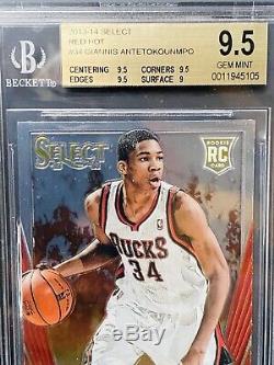 Giannis Antetokounmpo 2013-14 Panini Select Red Hot Rookie Rc Bgs 9.5 Gem Mint