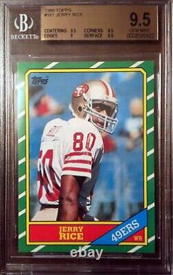 JERRY RICE 1986 TOPPS ROOKIE RC #161 BGS 9.5 GEM MINT CENTERED 49ers