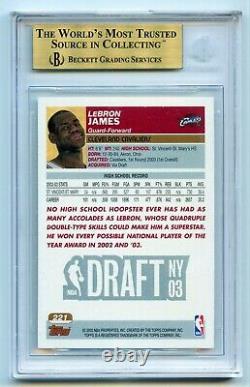 Lebron James Rc 2003-04 Topps Rookie Card #221 Bgs 9.5 Gem Mint True Gem+ Lakers