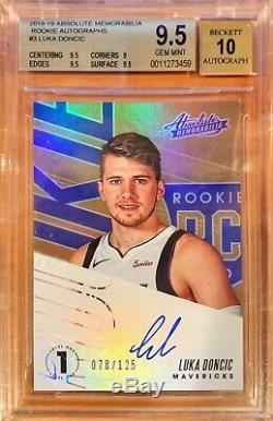 Luka Doncic 2018-2019 Panini Absolute Rc Auto #d 78/125 Bgs 9.5 / 10 Gem Mint