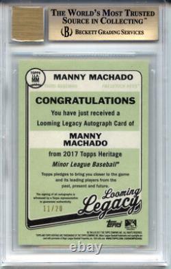 MANNY MACHADO Padres 2017 Topps Heritage Legacy /20 BGS 9.5 10 Auto GEM MINT