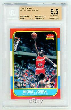 MICHAEL JORDAN 1986-87 Fleer Basketball Rookie RC Card HOF #57 BGS 9.5 Gem Mint
