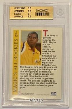 Shaq? Shaquille O'Neal 1992-93 Hoops Magics All-Rookie Team RC BGS 9.5 Gem Mint