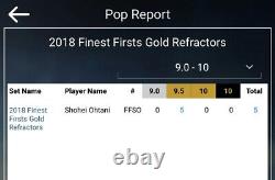 Shohei Ohtani 2018 Topps Finest Firsts Gold Refractor Rookie /50 BGS 9.5 POP 5