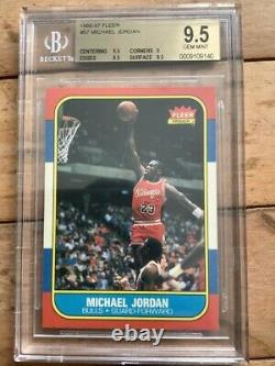 1986 Fleer #57 Michael Jordan Rc #57 High Fin Gem Mint Chicago Bulls Bgs 9.5