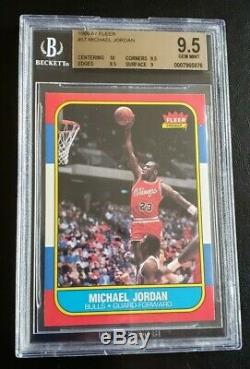 1986 Fleer Basketball Michael Jordan Rookie Card Rc # 57 Bgs 9.5 Gem Mint Avec 10