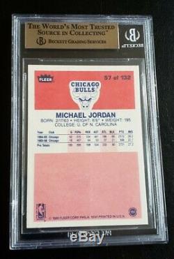 1986 Fleer Basketball Michael Jordan Rookie Card Rc # 57 Bgs 9.5 Gem Mint Avec 10