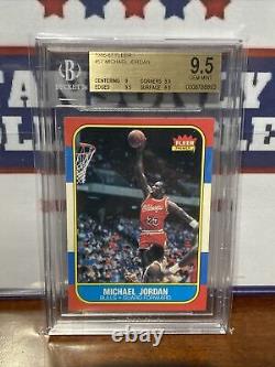 1986 Fleer Michael Jordan Rookie Card Rc Chicago Bulls Bgs 9.5 Gem Mint