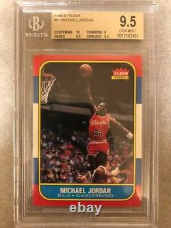 1986 Michael Jordan Fleer #57 Rookie Rc Bgs 9.5 Gem Mint 10 Centre