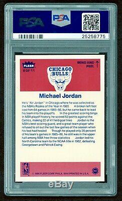 1986 Michael Jordan Fleer Rookie Autocollant Rc Psa 10 Gem Mint (centré) Bgs